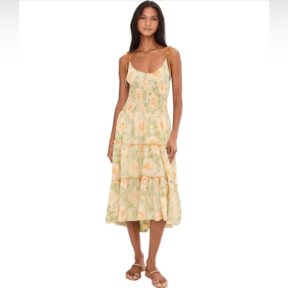 Free People Dresses & Skirts - Free People Adriel Pastel Floral Tie-Shoulder Midi Dress